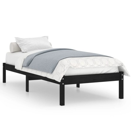 vidaXL Massivholzbett Schwarz Kiefer 90x200 cm