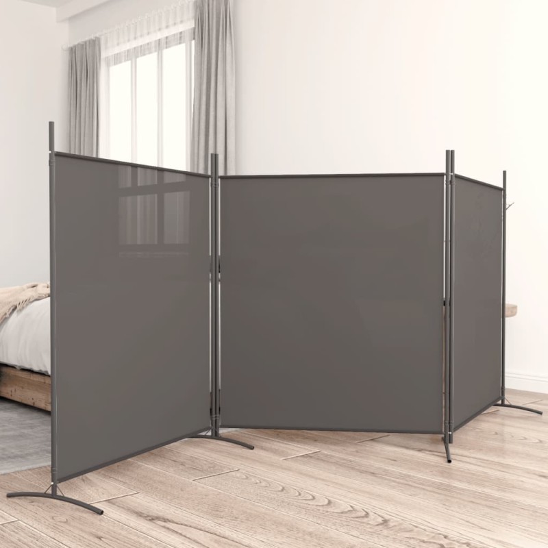 3-tlg. Paravent Anthrazit 525x180 cm Stoff 3-tlg. Paravent Anthrazit 525x180 cm Stoff