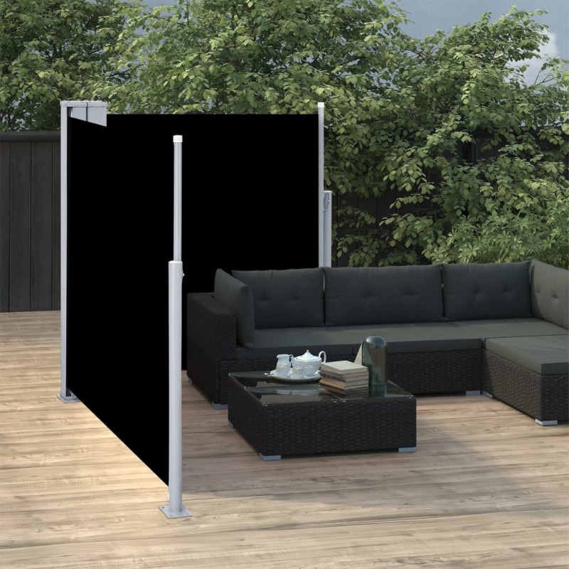 Ausziehbare Seitenmarkise Schwarz 100 x 600 cm Ausziehbare Seitenmarkise Schwarz 100 x 600 cm