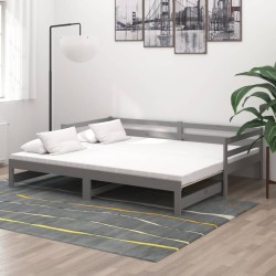 vidaXL Tagesbett Ausziehbar Grau Kiefer Massivholz 2x(90x200) cm  