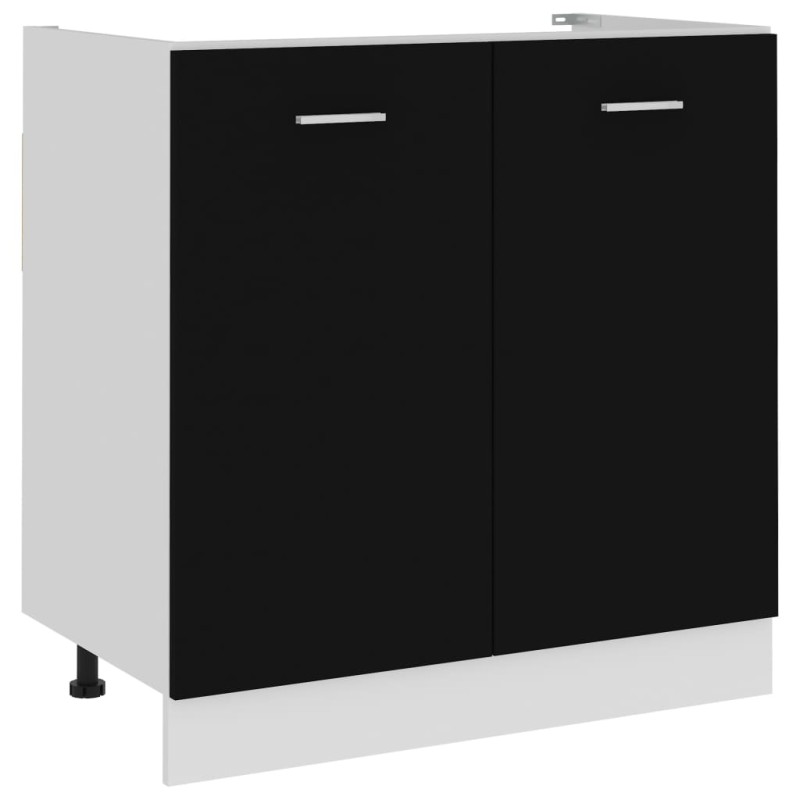 Spülenunterschrank Schwarz 80x46x81,5 cm Holzwerkstoff Spülenunterschrank Schwarz 80x46x81,5 cm Holzwerkstoff