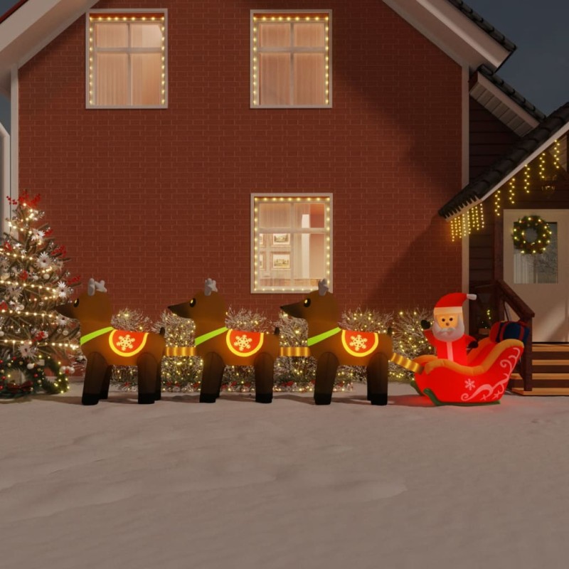 vidaXL Aufblasbarer Weihnachtsmann mit Rentieren LED 138 cm vidaXL Aufblasbarer Weihnachtsmann mit Rentieren LED 138 cm