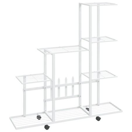 vidaXL Blumenständer auf Rollen 94,5x25x92,5 cm Weiß Metall