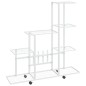 vidaXL Blumenständer auf Rollen 94,5x25x92,5 cm Weiß Metall