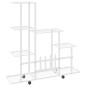 vidaXL Blumenständer auf Rollen 94,5x25x92,5 cm Weiß Metall