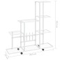 vidaXL Blumenständer auf Rollen 94,5x25x92,5 cm Weiß Metall