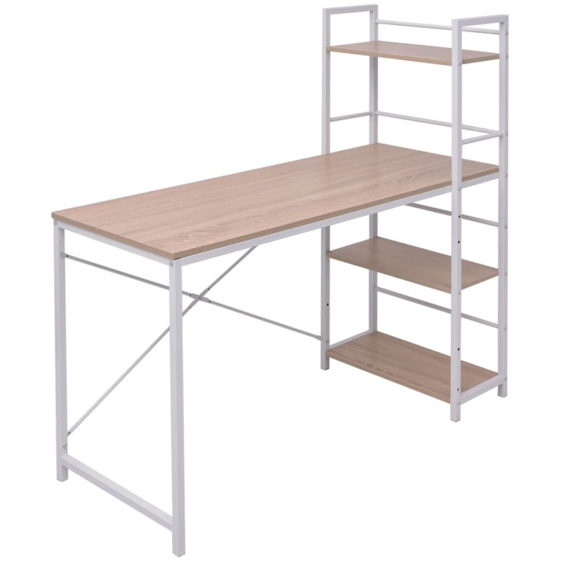 Schreibtisch mit Bücherregal mit 4 Böden Eiche Schreibtisch mit Bücherregal mit 4 Böden Eiche