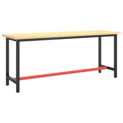 vidaXL Werkbankgestell Mattschwarz und Mattrot 190x50x79 cm Metall