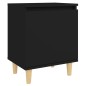 Nachttisch mit Massivholz-Beinen Schwarz 40x30x50 cm Nachttisch mit Massivholz-Beinen Schwarz 40x30x50 cm