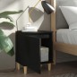 Nachttisch mit Massivholz-Beinen Schwarz 40x30x50 cm Nachttisch mit Massivholz-Beinen Schwarz 40x30x50 cm