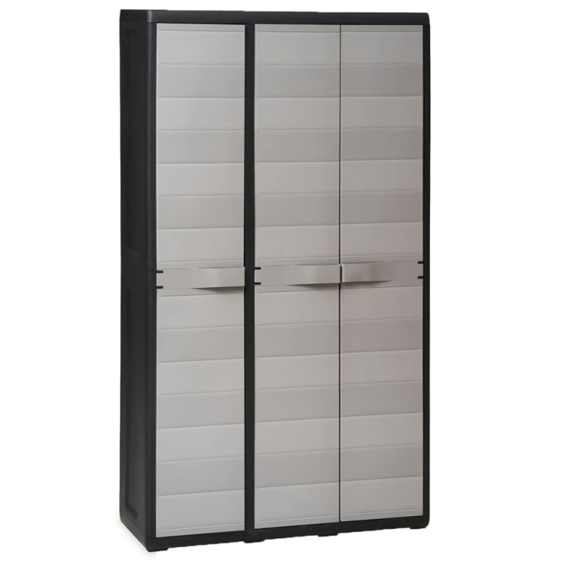 Gartenschrank mit 4 Regalen Schwarz und Grau Gartenschrank mit 4 Regalen Schwarz und Grau