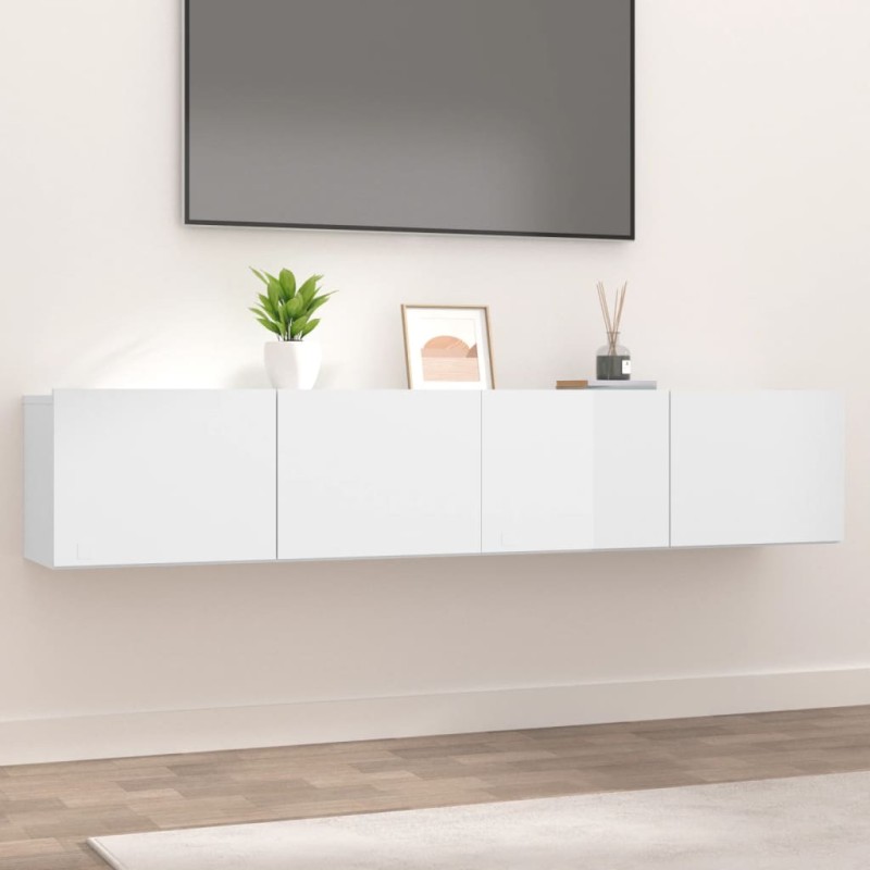vidaXL TV-Schränke 2 Stk. Hochglanz-Weiß 80x30x30 cm Holzwerkstoff vidaXL TV-Schränke 2 Stk. Hochglanz-Weiß 80x30x30 cm Holzwerkstoff