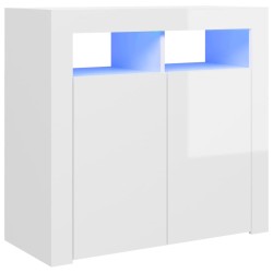 Sideboard mit LED-Leuchten Hochglanz-Weiß 80x35x75 cm