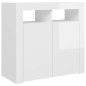 Sideboard mit LED-Leuchten Hochglanz-Weiß 80x35x75 cm Sideboard mit LED-Leuchten Hochglanz-Weiß 80x35x75 cm
