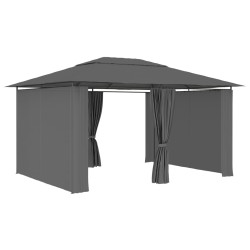 vidaXL Gartenpavillon mit Vorhängen 4 x 3 m Anthrazit