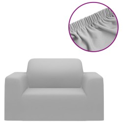 Stretch-Sofahusse Grau Polyester-Jersey