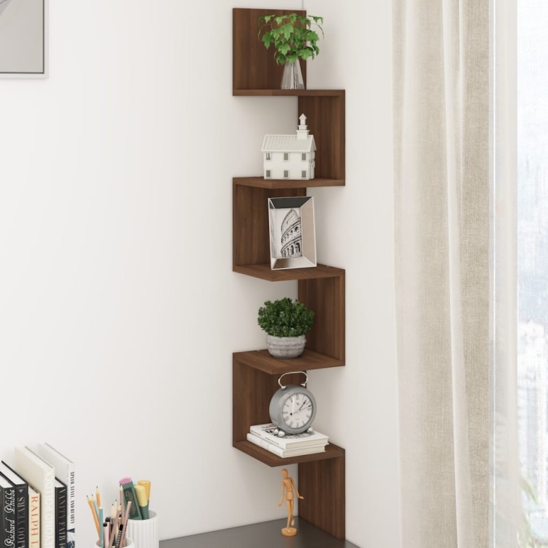 Wand-Eckregal Braun Eichen-Optik 20x20x127,5 cm Holzwerkstoff Wand-Eckregal Braun Eichen-Optik 20x20x127,5 cm Holzwerkstoff