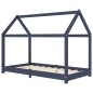 Kinder-Bettgestell Grau Massivholz Kiefer 70 x 140 cm Kinder-Bettgestell Grau Massivholz Kiefer 70 x 140 cm