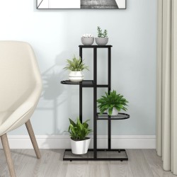 vidaXL Blumenständer 4-Etagen 43x22x76 cm Schwarz Metall