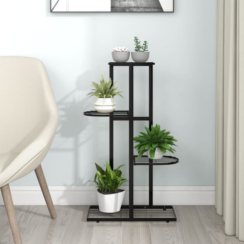 vidaXL Blumenständer 4-Etagen 43x22x76 cm Schwarz Metall vidaXL Blumenständer 4-Etagen 43x22x76 cm Schwarz Metall