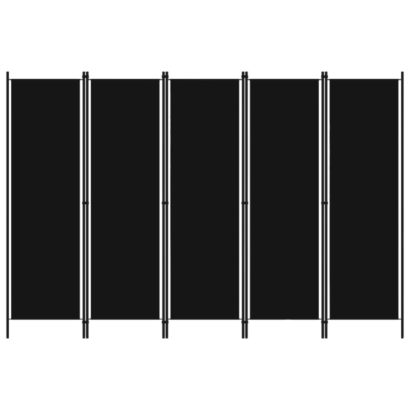 5-tlg. Raumteiler Schwarz 250x180 cm 5-tlg. Raumteiler Schwarz 250x180 cm