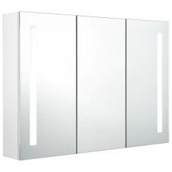 LED-Spiegelschrank fürs Bad 89x14x62 cm Glänzend Weiß
