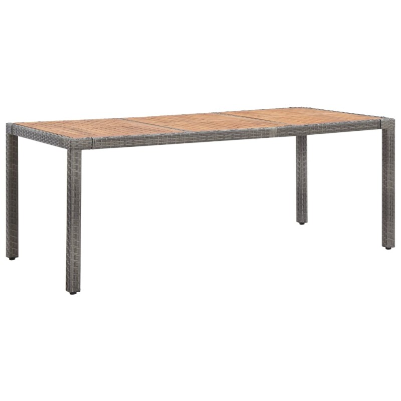 Gartentisch Grau 190x90x75 cm Poly Rattan und Akazie Massivholz Gartentisch Grau 190x90x75 cm Poly Rattan und Akazie Massivholz