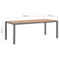 Gartentisch Grau 190x90x75 cm Poly Rattan und Akazie Massivholz Gartentisch Grau 190x90x75 cm Poly Rattan und Akazie Massivholz