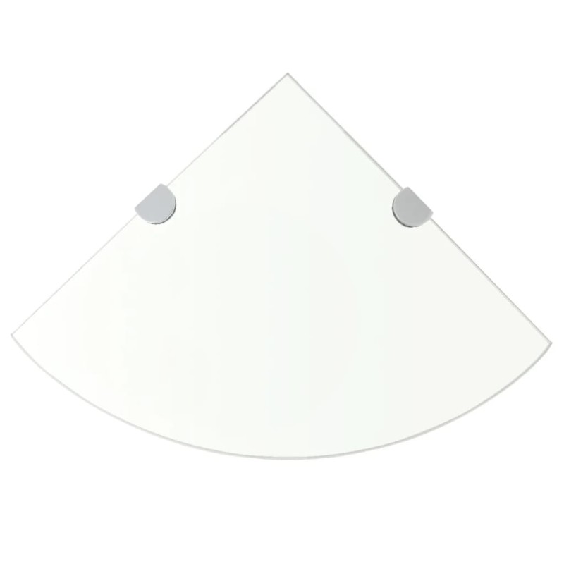 Eckregal mit verchromten Halterungen Glas Transparent 25 x 25 cm Eckregal mit verchromten Halterungen Glas Transparent 25 x 25 cm