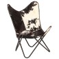 vidaXL Butterfly-Sessel Schwarz und Weiß Echtes Ziegenleder vidaXL Butterfly-Sessel Schwarz und Weiß Echtes Ziegenleder