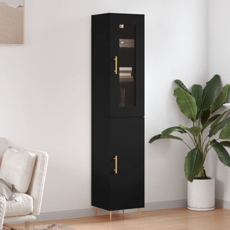 Highboard Schwarz 34,5x34x180 cm Holzwerkstoff Highboard Schwarz 34,5x34x180 cm Holzwerkstoff