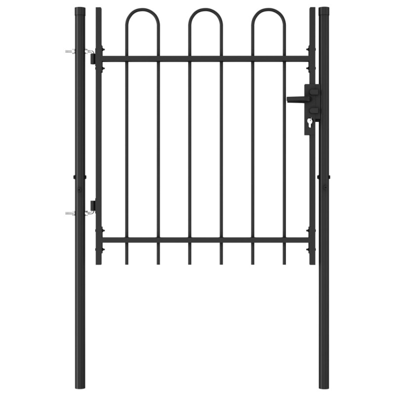 Zauntor Einzelflügel Gewölbte Spitze Stahl 1 x 1 m Schwarz Zauntor Einzelflügel Gewölbte Spitze Stahl 1 x 1 m Schwarz