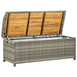 Gartenbank mit Stauraum 120 cm Poly Rattan Grau