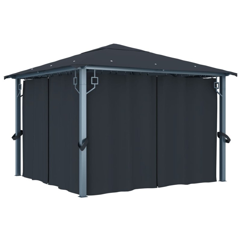 Pavillon mit Vorhängen 300×300 cm Anthrazit Aluminium Pavillon mit Vorhängen 300×300 cm Anthrazit Aluminium