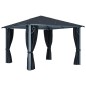 Pavillon mit Vorhängen 300×300 cm Anthrazit Aluminium Pavillon mit Vorhängen 300×300 cm Anthrazit Aluminium