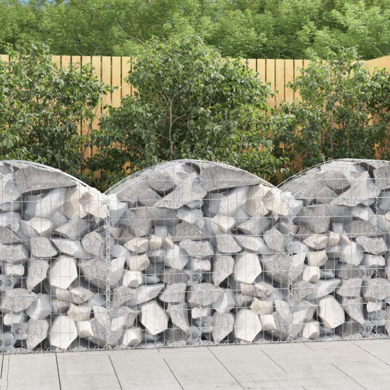 Gabione mit Hochbogen 100x50x80/100 cm Verzinktes Eisen Gabione mit Hochbogen 100x50x80/100 cm Verzinktes Eisen