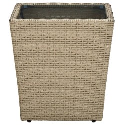 vidaXL Beistelltisch Beige 41,5x41,5x44 cm Poly Rattan und Hartglas 