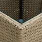 vidaXL Beistelltisch Beige 41,5x41,5x44 cm Poly Rattan und Hartglas vidaXL Beistelltisch Beige 41,5x41,5x44 cm Poly Rattan und Hartglas