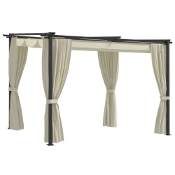 Pavillon mit Vorhängen 3 x 3 m Creme Stahl