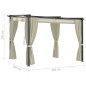 Pavillon mit Vorhängen 3 x 3 m Creme Stahl Pavillon mit Vorhängen 3 x 3 m Creme Stahl