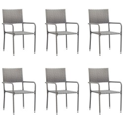  vidaXL Garten-Essstühle 6 Stk. Poly Rattan Anthrazit