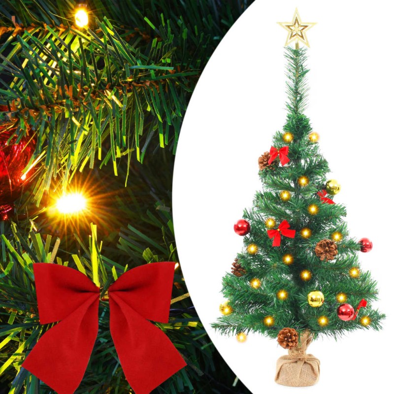 Künstlicher Weihnachtsbaum mit Kugeln und LEDs Grün 64 cm Künstlicher Weihnachtsbaum mit Kugeln und LEDs Grün 64 cm