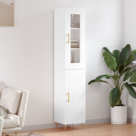 vidaXL Highboard Hochglanz-Weiß 34,5x34x180 cm Holzwerkstoff