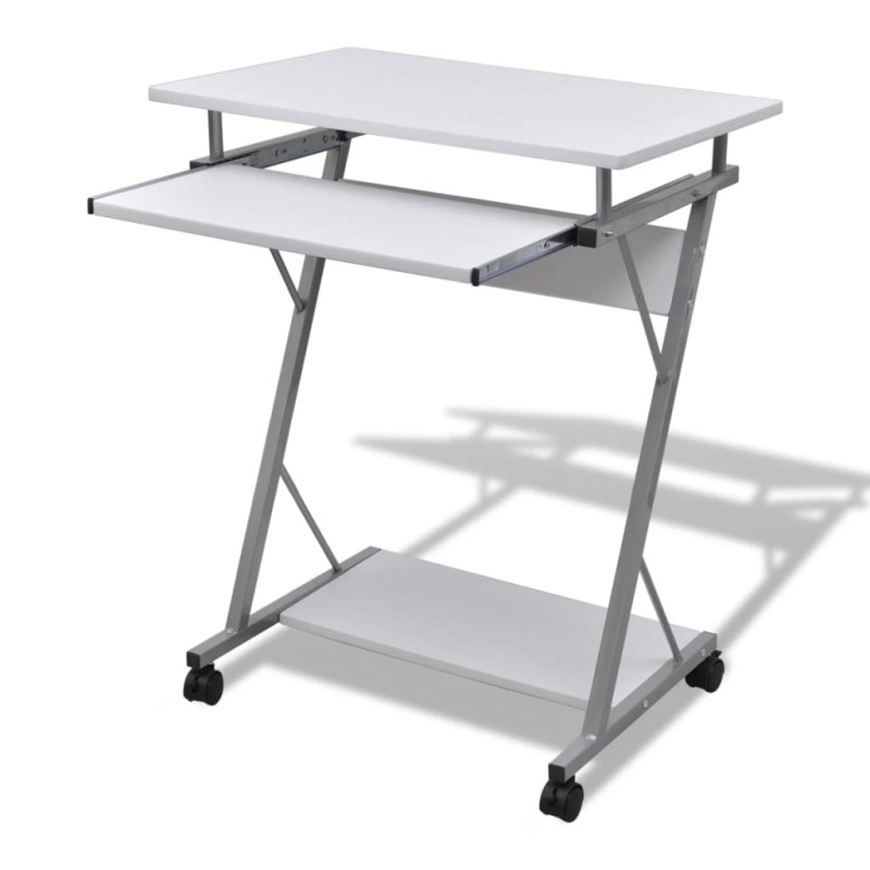 Computertisch Computerwagen PC Tisch Bürotisch Laptop auf Rollen weiß Computertisch Computerwagen PC Tisch Bürotisch Laptop auf Rollen weiß