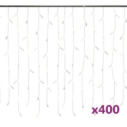 Lichtervorhang LED Eiszapfen 10 m 400 LED Warmweiß 8 Funktionen
