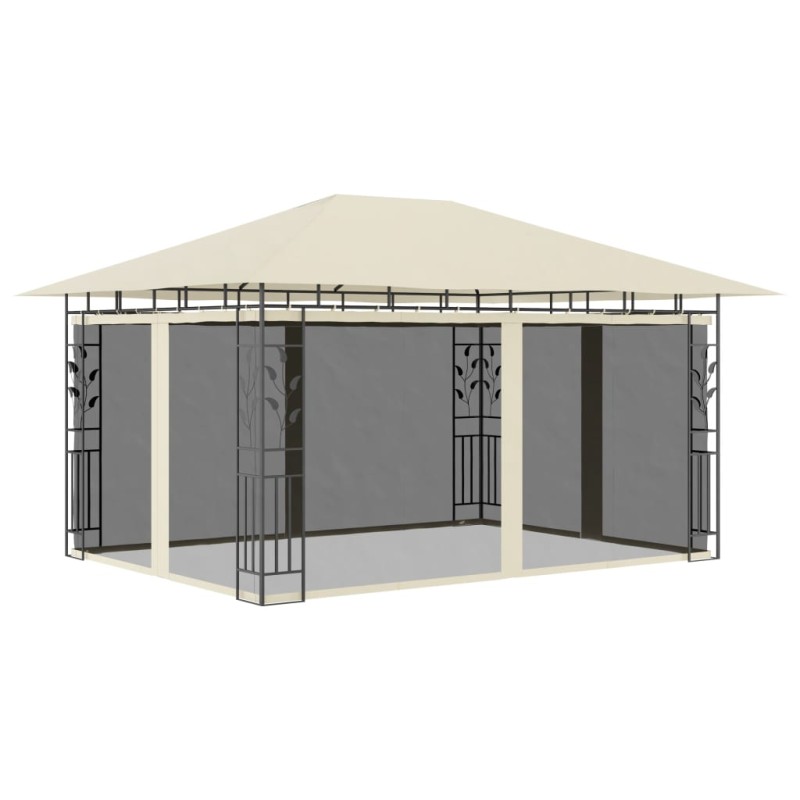 Pavillon mit Moskitonetz 4x3x2,73 m Creme 180 g/m² Pavillon mit Moskitonetz 4x3x2,73 m Creme 180 g/m²