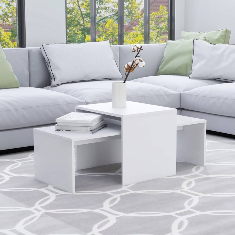 Couchtisch-Set Weiß 100x48x40 cm Holzwerkstoff Couchtisch-Set Weiß 100x48x40 cm Holzwerkstoff