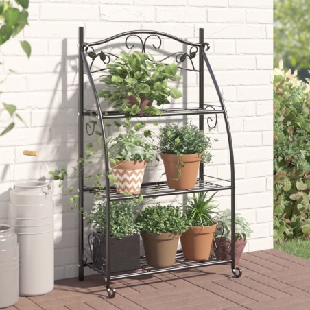 vidaXL Blumenregal Schwarz 56x30x96 cm Stahl