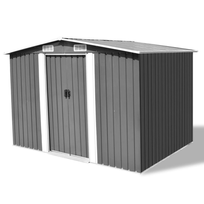 Gartenschuppen Grau Metall 257 x 205 x 178 cm Gartenschuppen Grau Metall 257 x 205 x 178 cm