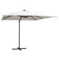 Ampelschirm mit LED-Leuchten und Stahlmast 250 x 250 cm Sand Ampelschirm mit LED-Leuchten und Stahlmast 250 x 250 cm Sand